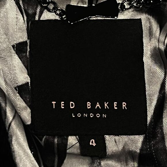 ★ Ted Baker Black Military-Inspired Wool Blazer w/ Embellished Cuffs ★ - Picture 4 of 6